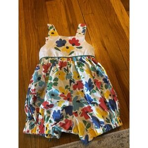 Vintage Sylvia Whyte For Saks 5th Avenue Floral Romper Girls 3T Flowers Back Tie